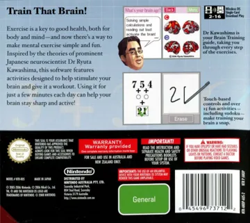 Dr Kawashima's Brain Training - How Old Is Your Brain (Australia) (Demo) (Kiosk) box cover back